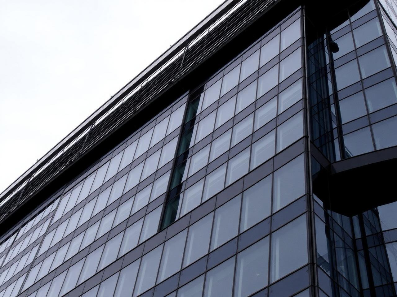 Commercial tower with structural glass curtain wall facade