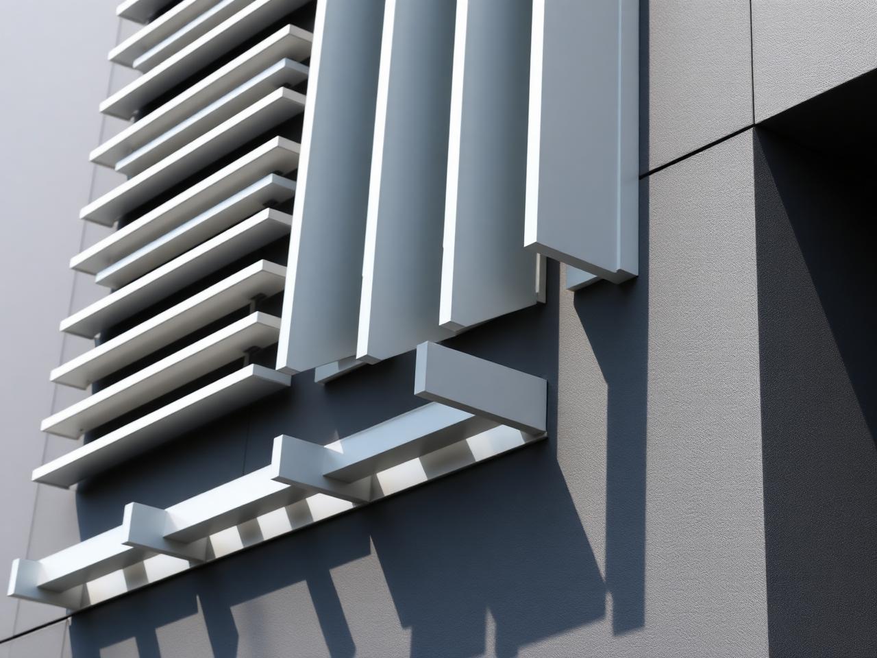 Aluminium louver system and architectural fins on a facade